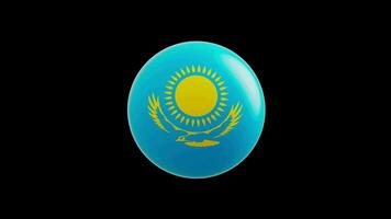 animation of the flag of the country Kazakhstan stylized under the sphere.  alpha channel video