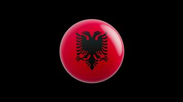 animation of the flag of the country Albania stylized as a sphere.  alpha channel video