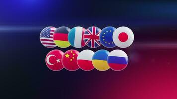 animation of a group of flags of countries stylized as a sphere. video