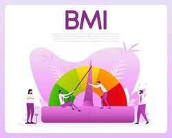 Indicator bmi. Body mass index and fitness exercise. Vector illustration.