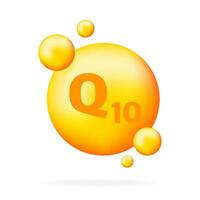 Vitamin Q10. Vitamin drop pill capsule icon. vector