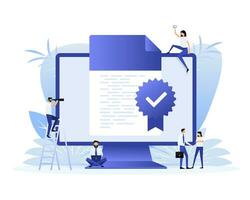 Certified document symbol. Approval process. Quality mark. vector