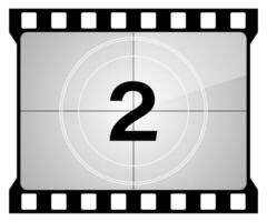 A classic movie countdown frame at the number two vector