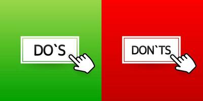 Check marks ui button with dos and donts. Flat simple style trend modern red and green checkmark vector