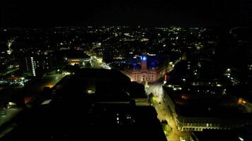 Aerial View of Illuminated North Luton City of England Great Britain During Night video