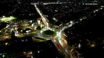 Aerial View of Illuminated North Luton City of England Great Britain During Night video