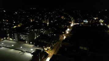 Beautiful Aerial Footage of Illuminated British City During Night video