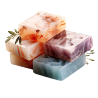 AI generated Assorted Handmade Soaps isolated on transparent background png