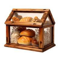 ai generado de madera un pan caja casa de Campo en un transparente antecedentes png