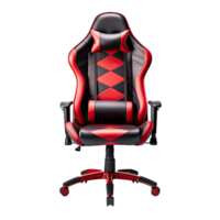 AI generated Black and red computer gaming chair isolated on a transparent background png