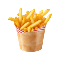 AI generated French fries potatoes in paper cup isolated on transparent background png