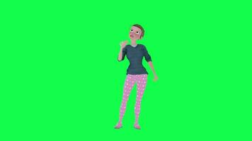 3D cartoon wife waiting in hot weather , green screen front angle video