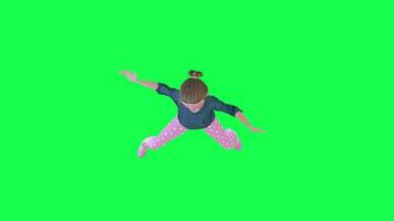 3D housewife falling down , green screen front angle video