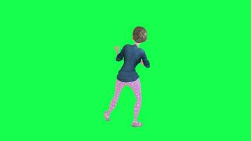 3D housewife playing guitar , green screen back angle video