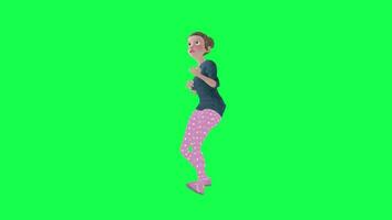3D housewife playing guitar , green screen right angle video