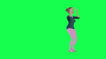 3D  housewife running tired , chroma key left angle video