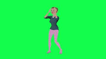 3D  housewife running tired , chroma key front angle video