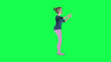 Animated Housewife stands and claps, chroma key left angle video