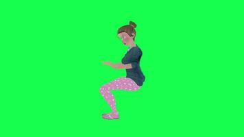 3D animated housewife playing piano , chroma key right angle video