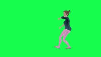 Animated wife attacking someone from behind , chroma key right angle video