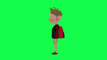 3d kindergarten kid talking isolated green screen right angle video