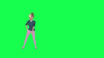 tipo madre robot cadera salto danza aislado frente ángulo verde pantalla video