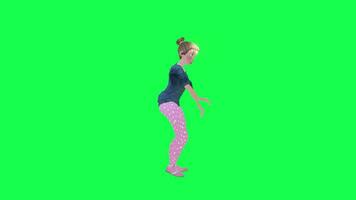 Kind mother robot hip hop dance isolated left angle green screen video