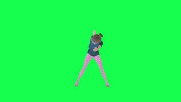 3d animated wife dancing and cheering front angle chroma key video