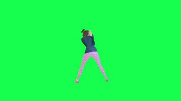 3d animated wife dancing and cheering back angle chroma key video