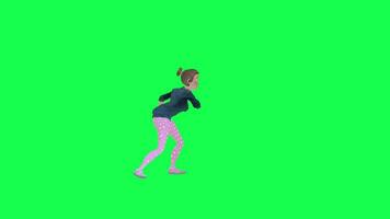 3d  cute housewife  dancing capoeira left angle chroma key video