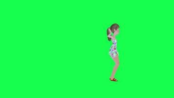 3d nice girl dancing samba left angle chroma key video