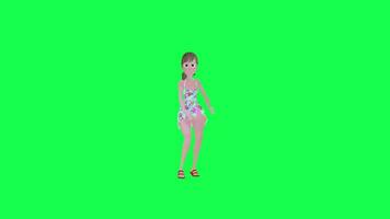 3d nice girl dancing samba back angle chroma key video