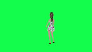 3d beautiful girl dancing salsa front angle chroma key video