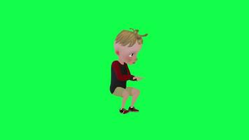 3d kid playing piano isolated green screen left angle video