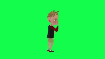 3d child throwing dart unsuccessfully left angle green screen video