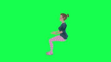 Cartoon wife sitting obscenity right angle isolated green screen video