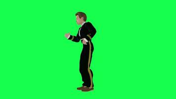 Animated pilot boy picking fruit isolated right angle green screen video