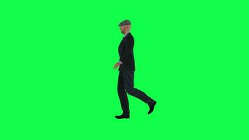 Man in formal suit walking isolated right angle green screen video