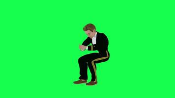 Animated pilot boy writing letter isolated right angle green screen video