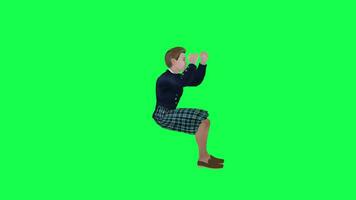 Animated boy clapping left angle isolated green screen video