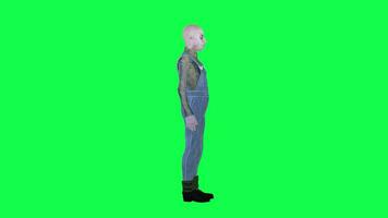 Scary bald man talking left angle isolated green screen video