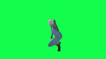 Bald man in jeans throwing grenade front angle isolated green screen video