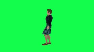 Jewish boy talking on the phone right angle isolated green screen video