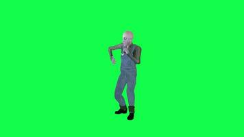 3d effrayant zombi homme vert écran de face angle rap video