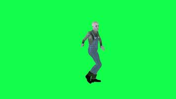 dessin animé Halloween homme dansant salsa isolé de face angle vert écran video