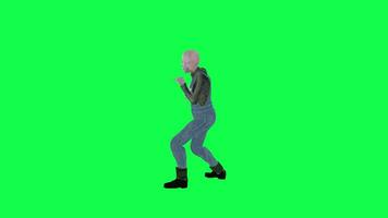 Cartoon scary zombie man green screen right angle rapping video