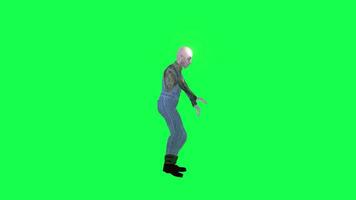 3d cartoon man green screen left angle dancing robot hips video