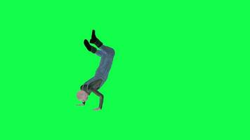 3d scary zombie man green screen right angle dancing and spinning video