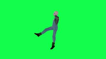Animé zombi homme vert écran droite angle dansant le jazz video