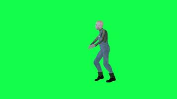 Animated Halloween man dancing salsa isolated left angle green screen video